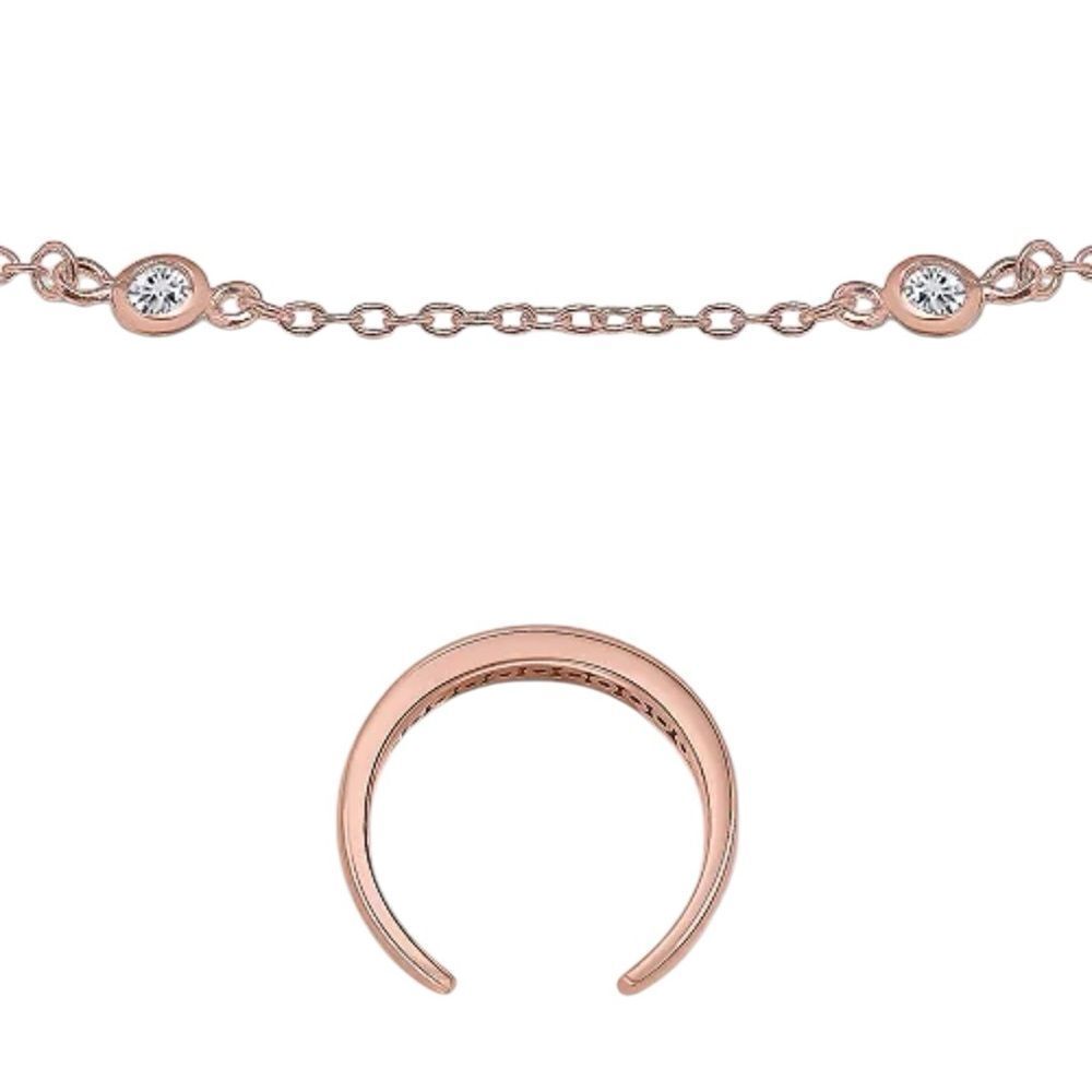 Giani Bernini Rose Gold over sterling silver Crescent Anklet set